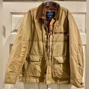American Eagle Outfitters AE Men's Sz L Khaki Canvas Barn Jacket Corduroy Collar